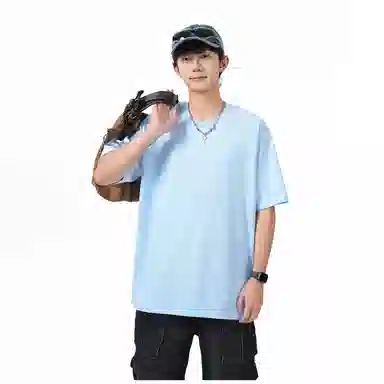 大卫贝肯 纯色宽松适中圆领短袖打底衣 男女同款