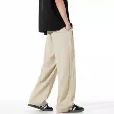 大卫贝肯 纯色简约基础款品牌山本褶皱垂感亲肤薄款透气柔软遛弯裤拖地长款睡裤 男女同款