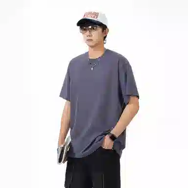 大卫贝肯 纯色宽松适中圆领短袖打底衣 男女同款