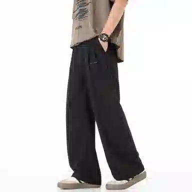 大卫贝肯 纯色简约基础款品牌山本褶皱垂感亲肤薄款透气柔软遛弯裤拖地长款睡裤 男女同款