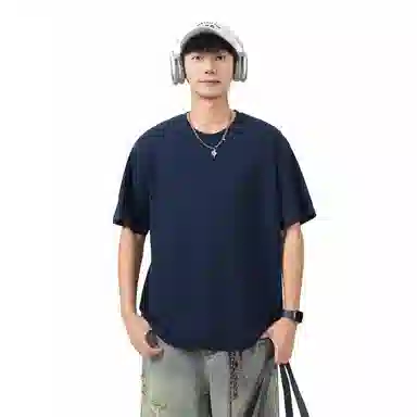 大卫贝肯 纯色宽松适中圆领短袖打底衣 男女同款