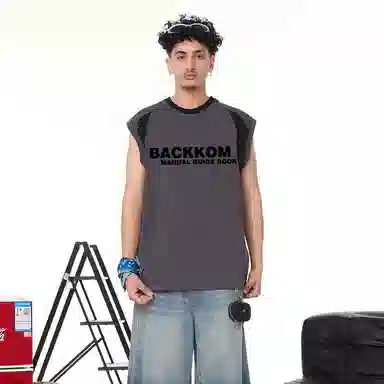 大卫贝肯 宽松舒适透气无性别无袖坎肩休闲宽松舒适圆领美式高街背心 男女同款