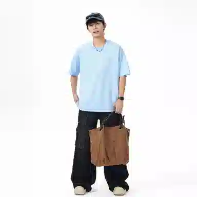 大卫贝肯 纯色宽松适中圆领短袖打底衣 男女同款