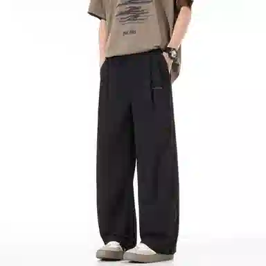 大卫贝肯 纯色简约基础款品牌山本褶皱垂感亲肤薄款透气柔软遛弯裤拖地长款睡裤 男女同款