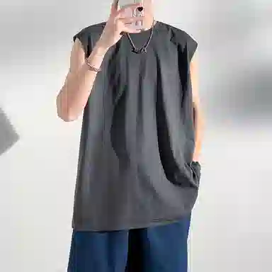 大卫贝肯 基础款美式高街套头坎肩纯色简约无袖宽松背心 男女同款