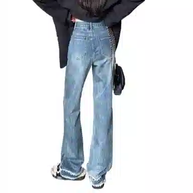 木清清 高腰舒适百搭休闲牛仔裤 女款 复古蓝