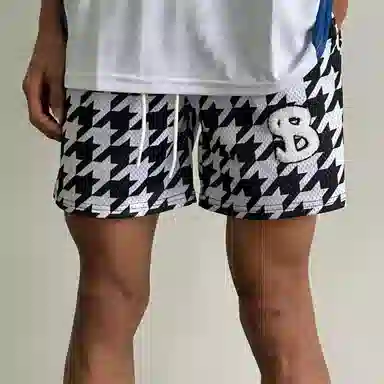 虫小绿 美式复古千鸟格透气速干休闲运动风篮球裤 男女同款