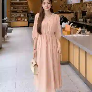 沐晓欣 简约休闲时尚百搭短袖连衣裙 女款