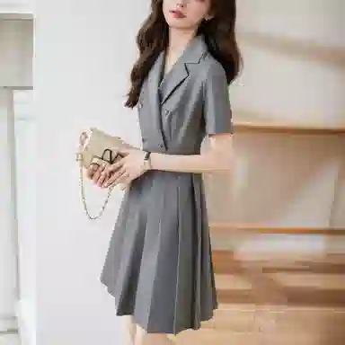 沐晓欣 简约休闲百搭时尚短袖连衣裙 女款