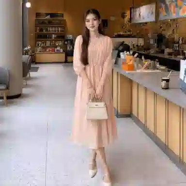 沐晓欣 简约休闲时尚百搭短袖连衣裙 女款