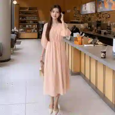 沐晓欣 简约休闲时尚百搭短袖连衣裙 女款