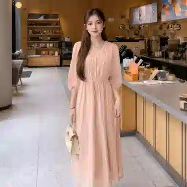 沐晓欣 简约休闲时尚百搭短袖连衣裙 女款