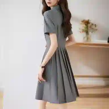 沐晓欣 简约休闲百搭时尚短袖连衣裙 女款