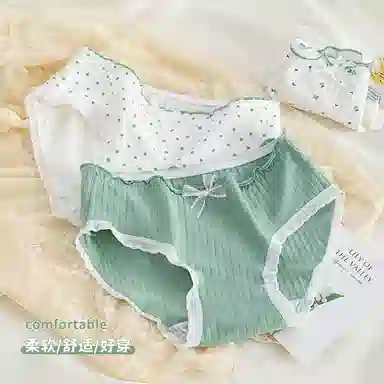 芬腾 清新撞色系列甜美蝴蝶结点缀不勒腿无扎感透气亲肤学生三角内裤 女款