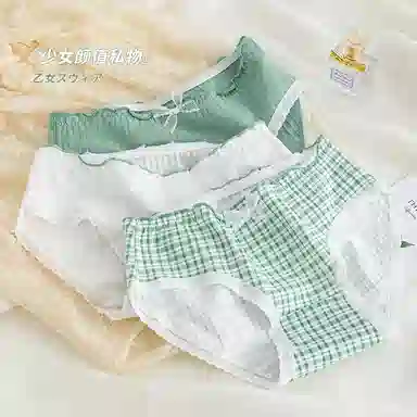 芬腾 清新撞色系列甜美蝴蝶结点缀不勒腿无扎感透气亲肤学生三角内裤 女款