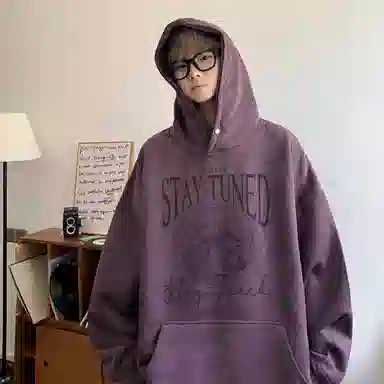 悍戈 美式复古简约舒适慵懒通勤百搭连帽套头卫衣 男女同款