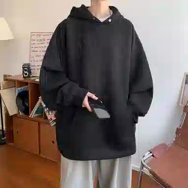 悍戈 美式复古简约舒适慵懒通勤百搭连帽套头卫衣 男女同款