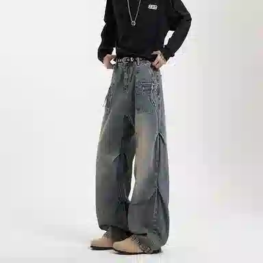 悍戈 清新时尚百搭复古气质牛仔裤 男女同款