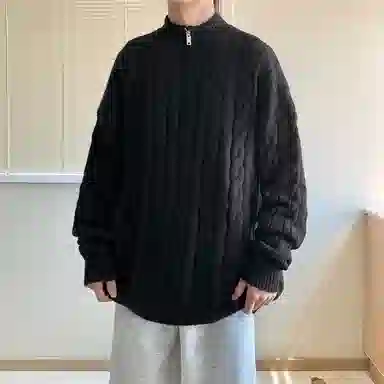 悍戈 融合多种风格的重磅小众高级感立领半拉链长袖内搭针织衫 男女同款