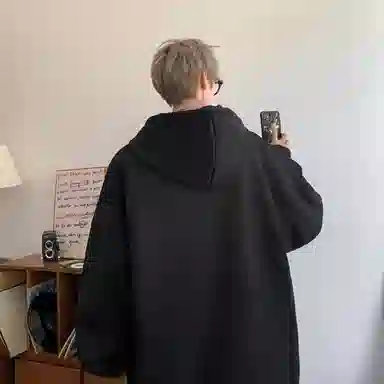 悍戈 美式复古简约舒适慵懒通勤百搭连帽套头卫衣 男女同款