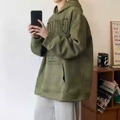 悍戈 美式复古简约舒适慵懒通勤百搭连帽套头卫衣 男女同款