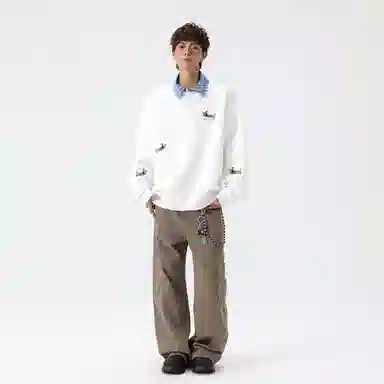 虫小绿 韩系慵懒学院风腊肠狗元素卡通情侣款时尚上衣卫衣 男女同款