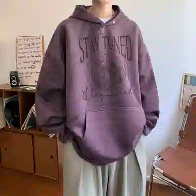 悍戈 美式复古简约舒适慵懒通勤百搭连帽套头卫衣 男女同款