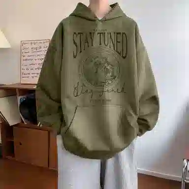 悍戈 美式复古简约舒适慵懒通勤百搭连帽套头卫衣 男女同款