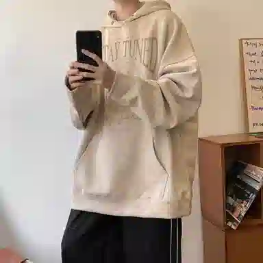 悍戈 美式复古简约舒适慵懒通勤百搭连帽套头卫衣 男女同款