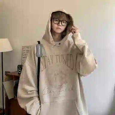 悍戈 美式复古简约舒适慵懒通勤百搭连帽套头卫衣 男女同款