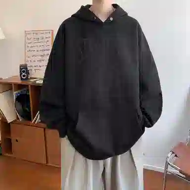 悍戈 美式复古简约舒适慵懒通勤百搭连帽套头卫衣 男女同款