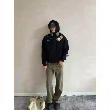 PAUL COSTELLOE Down Hoodie Embroidered Logo