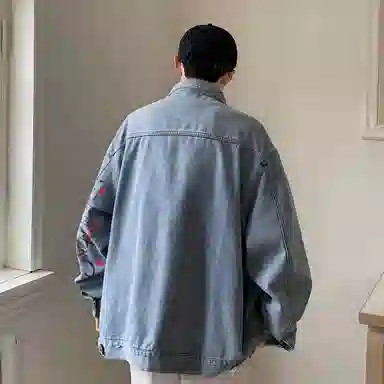 SOIEPLUS Romantic Rose Logo Denim Jacket