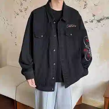 SOIEPLUS Romantic Rose Logo Denim Jacket