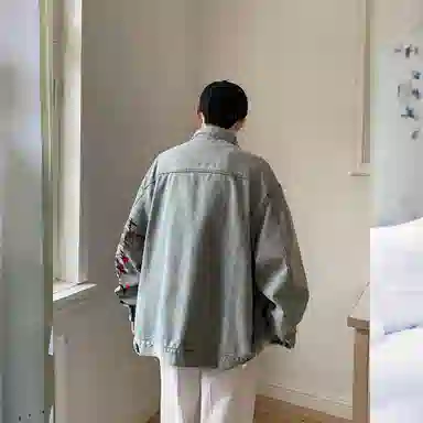 SOIEPLUS Romantic Rose Logo Denim Jacket