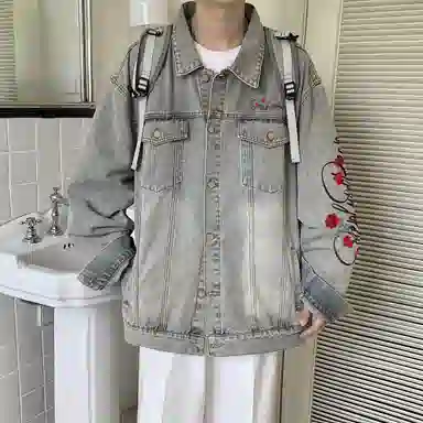 SOIEPLUS Romantic Rose Logo Denim Jacket