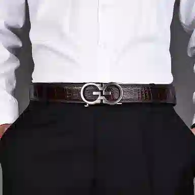 CALOWE KOLEVN Crocodile Leather Belt 3.5CM