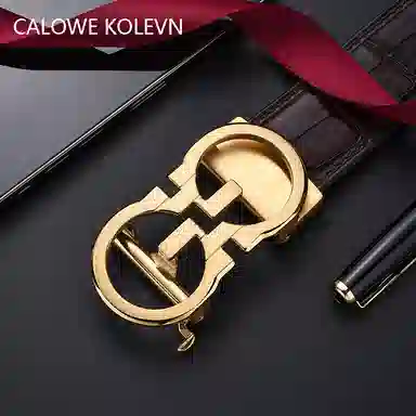 CALOWE KOLEVN Crocodile Leather Belt 3.5CM