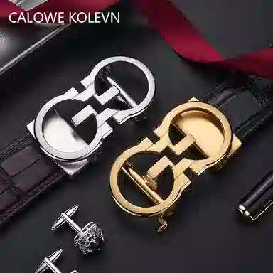 CALOWE KOLEVN Crocodile Leather Belt 3.5CM
