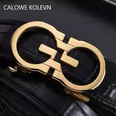 CALOWE KOLEVN Crocodile Leather Belt 3.5CM