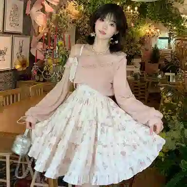 桴生 甜美风多元素融合碎花裙装套装 女款