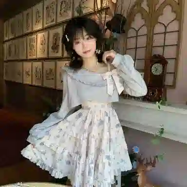 桴生 甜美风多元素融合碎花裙装套装 女款