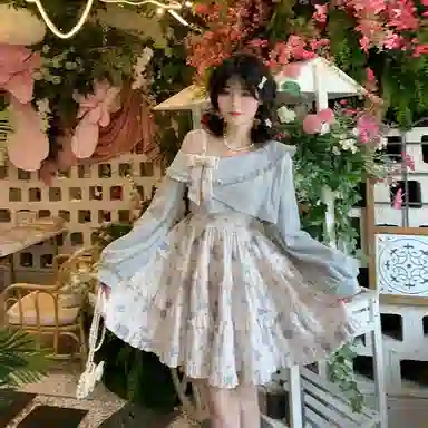 桴生 甜美风多元素融合碎花裙装套装 女款