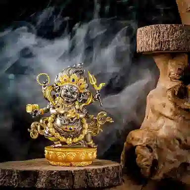 【藏传密宗】 喜三福 大黑天财神铜像 精雕护法神像修行供奉 藏式八吉祥纹 招财纳福 家居办公室装饰#好运 铜 摆件 男女同款情侣款