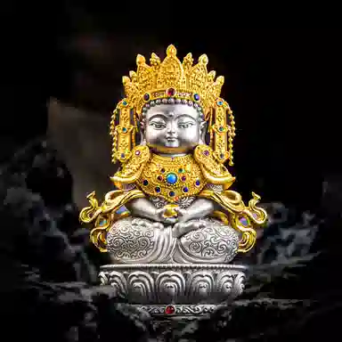 【慈悲与智慧】 喜三福 释迦牟尼佛十二岁等身药师沃来佛觉沃仁波切铜像 藏式民族风办公室茶室内装饰品#好运 铜 摆件 男女同款情侣款