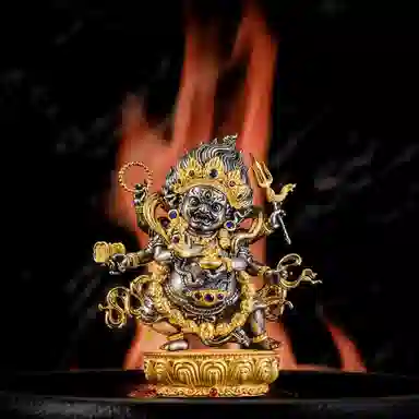 【藏传密宗】 喜三福 大黑天财神铜像 精雕护法神像修行供奉 藏式八吉祥纹 招财纳福 家居办公室装饰#好运 铜 摆件 男女同款情侣款