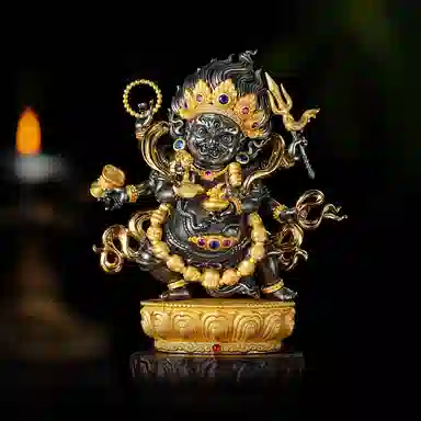 【藏传密宗】 喜三福 大黑天财神铜像 精雕护法神像修行供奉 藏式八吉祥纹 招财纳福 家居办公室装饰#好运 铜 摆件 男女同款情侣款