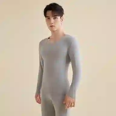 莫代尔 双面绒面料萃取山茶油圆领打底衣打底裤秋冬季抗寒舒适 保暖套装 男款