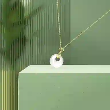 【纯银999|福气满满】 老庙 好运玉满福镶玉平安扣锁骨链 小众新中式显白清冷如意 转运平安聚财气质#好运 玉髓 项链 女款