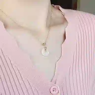【纯银999|福气满满】 老庙 好运玉满福镶玉平安扣锁骨链 小众新中式显白清冷如意 转运平安聚财气质#好运 玉髓 项链 女款